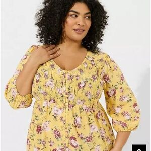 Challis Smocked 3/4 Sleeve Top